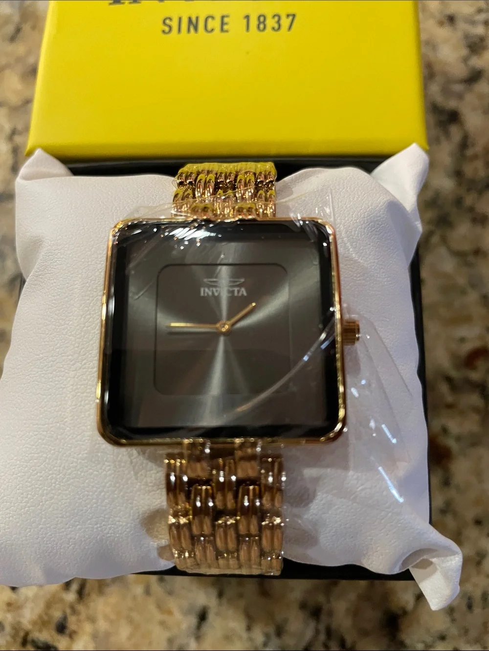 Invicta Wildflower Gold Tone Square Black Dial Women's Watch